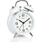 Yüksek Sesli Alarmlı Saat Nostaljik Analog Çalar Saat Fosforlu Işıklı Alarmlı Metal Gövde Akar Saniyeli Sessiz Pilli Saat HT-850 (Beyaz)