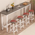 Yüksek Top Bar Masası 120/140/160/180 cm - Kahvaltı Tezgahı, Yemek Odası Mobilyaları, 105 cm Yükseklik, Kokteyl Masası, Mutfak Bar Mobilyaları, Gri Meşe Kaplama