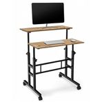 Yükseklik Ayarlı Bilgisayar/laptop Ve Çalışma Masası - Çam 80x60 (TEKERLİ) Oval Kenar