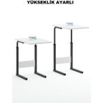 Yükseklik Ayarlı Hasta Yemek Masası Laptop Yatak Sehpası Koltuk Masası - Siyah - Beyaz - 1