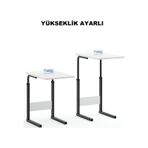 Yükseklik Ayarlı Hasta Yemek Masası Laptop Yatak Sehpası Koltuk Masası Siyah