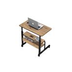 Yükseklik Ayarlı Ve Çift Raflı Laptop Sehpası, Çam, 70X40