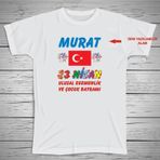 yüksel34 Kişiye Özel Isim Baskılı 23 Nisan Unisex Çocuk Tshirt, 23 Nisan Tshirt, Micro Polyester Terletmez