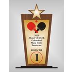 yüksel34 Masa Tenisi Turnuvası Plaketi Ahşap Mdf Gold Levhaya Baskılı Kişiye Özel İsim Baskılı