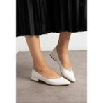 Yula Fashion Shoes Kadın Alçak Taban Düz Gova Kadın Şık Babet Beyaz