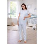 Yulem Homewear Mavi Fisto Keten Tasarım Lohusa Hamile Pijama Takım