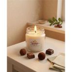 Yümanın Yumağı Çikolata Kokulu %100 Soya Wax 100CC Kapaklı Cam Kavanoz Mum - Beyaz