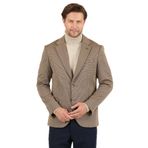 Yumas Erkek Kahve Esneyen Likralı Pamuk Karışımlı Örme Kumaşlı Spor Blazer Ceket Kahverengi 58