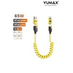 yumax 65W 4in1 Çoklu Şarj Kablosu Type-C Lightning - Mikro USB - Android Auto - Spiral 150cm