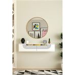 Yumedi Design DA1202BG - Dünya Dresuar , Raf 120CM Beyaz-Gold - Beyaz - Altın