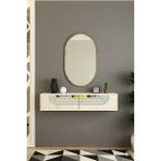 Yumedi Design DA1202BTS - Dünya Dresuar , Raf 120CM Beyaz-Traverten-Silver