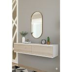 Yumedi Design DA1299BT - Didema Dresuar , Antre Hol Rafı, Duvara Montaj Tv Sehpası 120CM Beyaz-Traverten