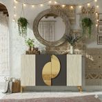 Yumedi Design KA1201ATG - Eylül Konsol ,Tv Sehpası , Çok Amaçlı Dolap, Kahve Köşesi 120CM Antrasit-Traverten-Gold - TEK EBAT - Antrasit - Altın