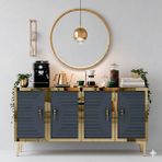Yumedi Design KA1207AG - Kerem Konsol, Tv Sehpası, Çok Amaçlı Dolap ve Kahve Köşesi 120CM Antrasit-Gold - Antrasit - Altın