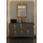 Yumedi Design KA1213AG - Başarı Konsol, Tv Sehpası, Çok Amaçlı Dolap ve Kahve Köşesi 120CM Antrasit-Gold - Antrasit - Altın