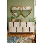 Yumedi Design KA1231BTG - Ilhaniye Konsol, Tv Sehpası, Çok Amaçlı Dolap ve Kahve Köşesi 120CM Beyaz-Traverten-Gold - Beyaz Mermer