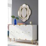 Yumedi Design KA1297BG - Elifa Konsol, Tv Sehpası, Çok Amaçlı Dolap ve Kahve Köşesi 120CM Beyaz- Gold - Beyaz - Altın