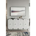 Yumedi Design KA1297BS - Elifa Konsol, Tv Sehpası, Çok Amaçlı Dolap ve Kahve Köşesi 120CM Beyaz- Silver - Beyaz - Gümüş