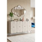 YUMEDİ DESİGN KA1297BTS - ELİFA KONSOL, TV SEHPASI, ÇOK AMAÇLI DOLAP ve KAHVE KÖŞESİ 120cm BEYAZ-TRAVERTEN-SİLVER