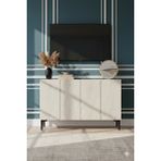 Yumedi Design KA1299BT - Didema Konsol, Tv Sehpası, Çok Amaçlı Dolap ve Kahve Köşesi 120CM Beyaz-Traverten - Beyaz Mermer