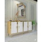 Yumedi Design KA1508DBG- Kerem Konsol, Tv Sehpası, Çok Amaçlı Dolap ve Kahve Köşesi 150CM Safirmeşe-Beyaz-Gold - Safirmeşe - Altın