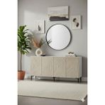 Yumedi Design KA1522BT - Stoyan Konsol, Tv Sehpası, Çok Amaçlı Dolap ve Kahve Köşesi 150CM Beyaz-Traverten - Traventen