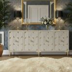 Yumedi Design KA1523BTG - Rabbit Konsol ,tv Sehpası , Çok Amaçlı Dolap, Kahve Köşesi 150 cm Beyaz-Traverten-Gold - Beyaz Mermer