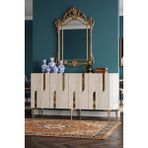 Yumedi Design KA1531BTG - Ilhaniye Konsol, Tv Sehpası, Çok Amaçlı Dolap ve Kahve Köşesi 150CM Beyaz-Traverten-Gold - Beyaz Mermer