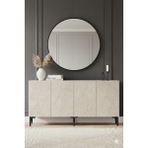 Yumedi Design KA1599BT - Didema Konsol, Tv Sehpası, Çok Amaçlı Dolap ve Kahve Köşesi 150CM Beyaz-Traverten - Beyaz Mermer