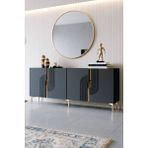 Yumedi Design KA1804AG - Dünya Konsol, Tv Sehpası, Çok Amaçlı Dolap ve Kahve Köşesi 180CM Antrasit-Gold - Antrasit - Altın