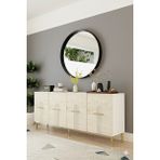 Yumedi Design KA1808BT - Shumen Konsol, Tv Sehpası, Çok Amaçlı Dolap ve Kahve Köşesi 180CM Beyaz-Traverten - Beyaz Mermer