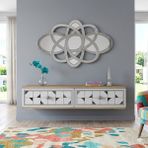 Yumedi Design TDA1207DBS -Rabbit Duvara Montaj Tv Stand , Tv Sehpası 120CM Safirmeşe-Beyaz-Silver - Safir Meşe - Beyaz - Gümüş
