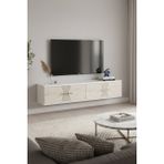 Yumedi Design TDA1232BT -Merve Duvara Montaj Tv Stand , Tv Sehpası 120CM Beyaz-Traverten - Beyaz - Traverten
