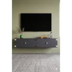 Yumedi Design TDA1297AS -Elifa Duvara Montaj Tv Stand , Tv Sehpası 120CM Antrasit-Silver - Antrasit - Gümüş