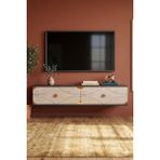 Yumedi Design TDA1297ATG -Elifa Duvara Montaj Tv Stand , Tv Sehpası 120CM Antrasit-Traverten-Gold - Antrasit - Traverten