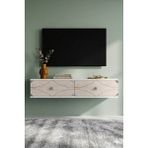 Yumedi Design TDA1297BTS -Elifa Duvara Montaj Tv Stand , Tv Sehpası 120CM Beyaz-Traverten-Silver - Beyaz - Traverten - Silver