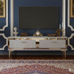 Yumedi Design TSA1204BG - Kerem Tv Stand , Tv Sehpası 120CM Beyaz-Gold - Beyaz - Altın