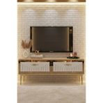 YUMEDİ DESİGN TSA1204DBG - KEREM TV STAND , TV SEHPASI 120CM SAFİRMEŞE-BEYAZ-GOLD
