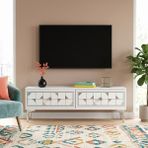 Yumedi Design TSA1212BS - Rabbit Tv Stand , Tv Sehpası 120CM Beyaz-Silver - Beyaz - Gümüş