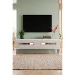 Yumedi Design TSA1220BTS - Ethema Tv Stand , Tv Sehpası 120CM Beyaz-Traverten-Silver - Beyaz - Traverten
