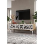Yumedi Design TSA1236DBS - Filibe Tv Stand , Tv Sehpası 120CM Safirmeşe-Beyaz-Silver - Safir Meşe - Beyaz - Gümüş
