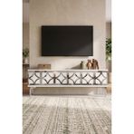 Yumedi Design TSA1237BS - Plovdiv Tv Stand , Tv Sehpası 120CM Beyaz-Silver - Beyaz - Gümüş