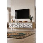 Yumedi Design TSA1237DBS - Plovdiv Tv Stand , Tv Sehpası 120CM Safirmeşe-Beyaz-Silver - Safir Meşe - Beyaz - Gümüş
