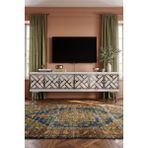 Yumedi Design TSA1238BTS - Biga Tv Stand , Tv Sehpası 120CM Beyaz-Traverten-Silver - Beyaz Mermer