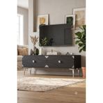 Yumedi Design TSA1297AS - Elifa Tv Stand , Tv Sehpası 120CM Antrasit-Silver - Antrasit - Gümüş