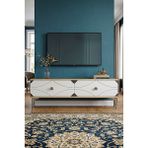 Yumedi Design TSA1297DBS - Elifa Tv Stand , Tv Sehpası 120CM Safirmeşe-Beyaz-Silver - Safir Meşe - Beyaz - Gümüş