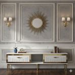 Yumedi Design TSA1503BG - Kerem Tv Stand , Tv Sehpası 150CM Beyaz-Gold - Beyaz - Altın