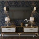 Yumedi Design TSA1503DBG - Kerem Tv Stand , Tv Sehpası 150CM Safirmeşe-Beyaz-Gold - Beyaz - Safir Meşe - Altın