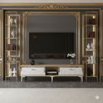 Yumedi Design TSA1503DBS - Kerem Tv Stand , Tv Sehpası 150CM Safirmeşe-Beyaz-Silver - Beyaz - Safir Meşe - Gümüş