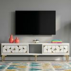Yumedi Design TSA1504BG - Rabbit Tv Stand , Tv Sehpası 150CM Beyaz-Gold - Beyaz - Altın